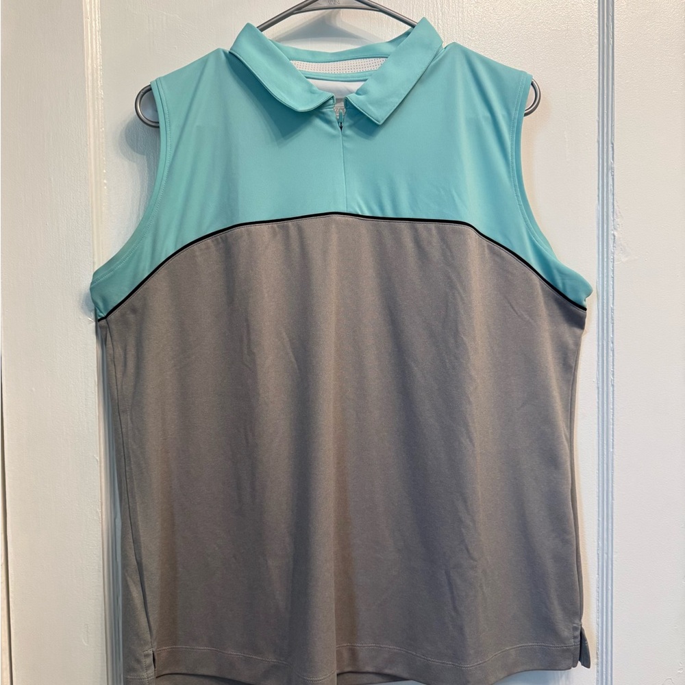 Slazenger Women’s Sleeveless Aqua and Gray Golf Polo